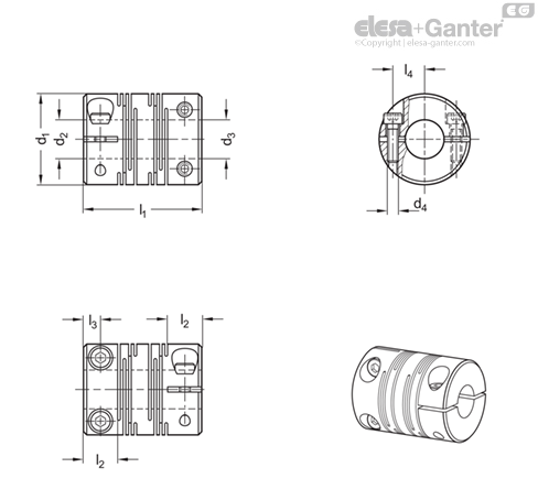 GN 2246-AL Beam Couplings Aluminum | Elesa+Ganter